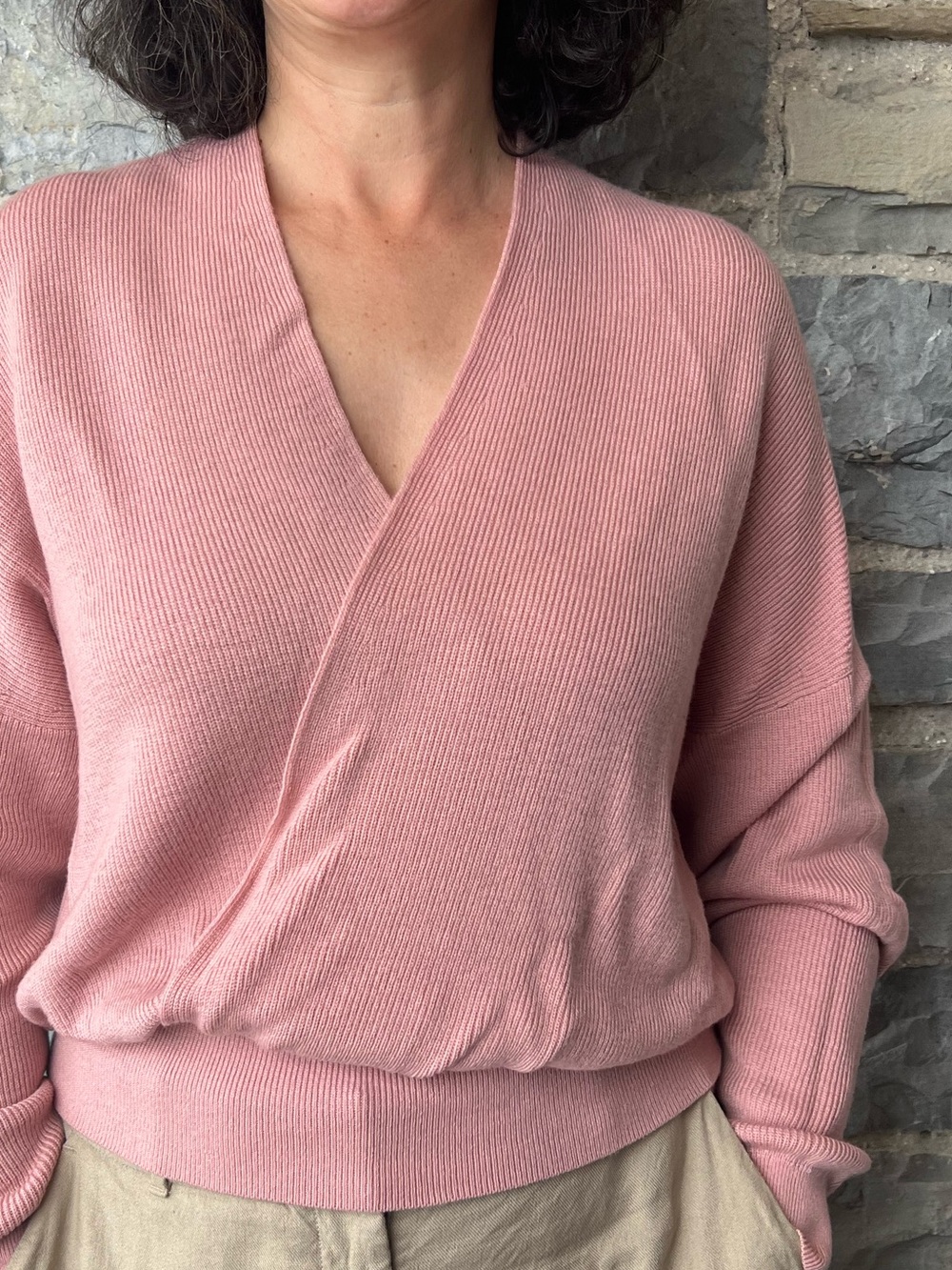 Kit and Ace Dusty Rose V-Neck Wrap Sweater